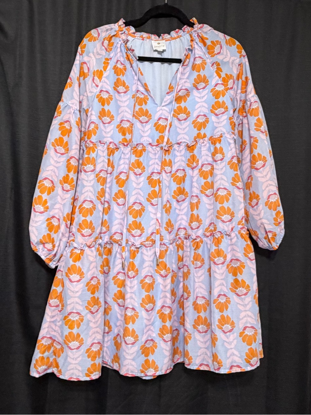 J. Marie Floral Tiered Dress in Lavender and Orange